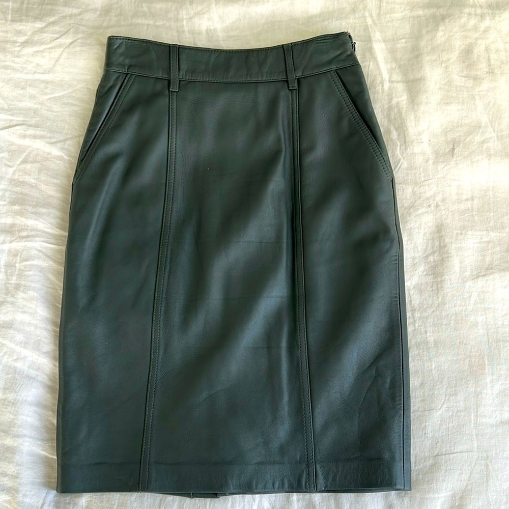 Olive Green Leather Skirt US SIZE 2